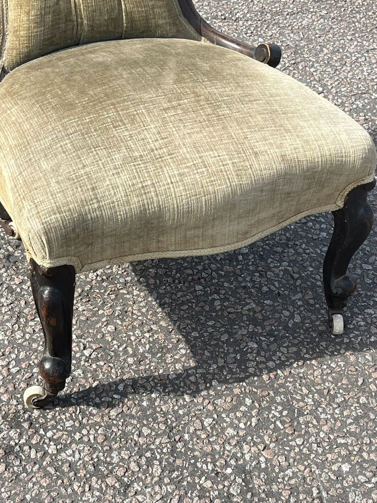 Victorian Chair. On White Porcelain Castors.
