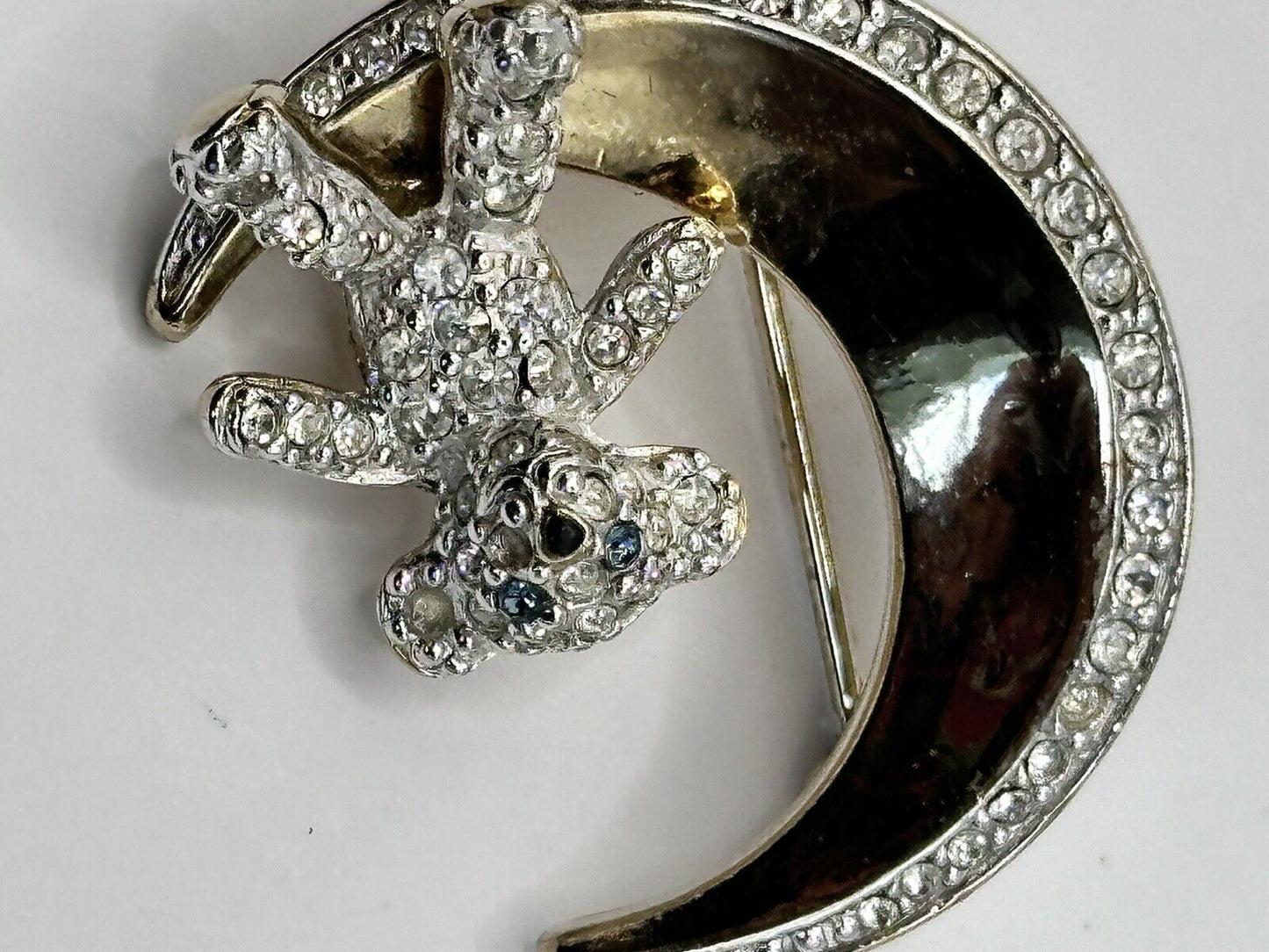 Vintage Butler And Wilson Teddy On Moon Brooch