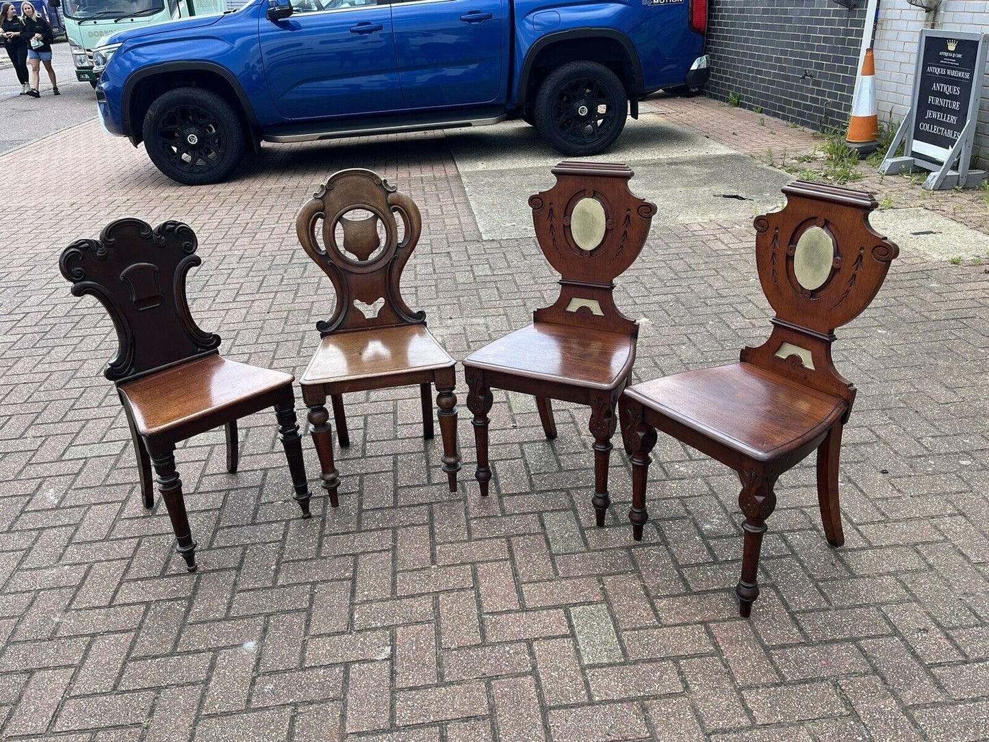 4 Victorian Shield Back Mahogany Hall Chairs. Country House Furniture