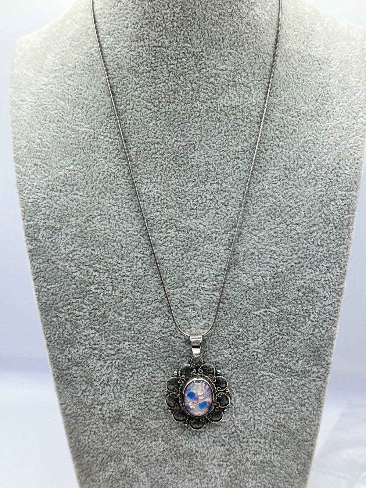 Vintage Sterling Silver Dragons Breath Pendant Necklace Mexico
