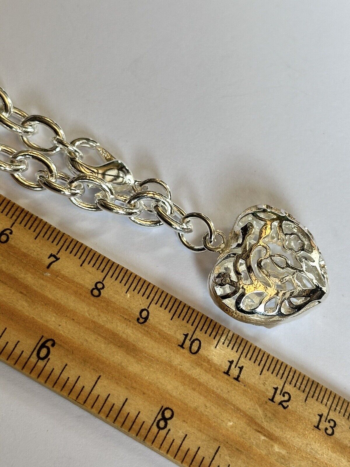 Silver 925 Chain With Heart Drop Bracelet 25.66g