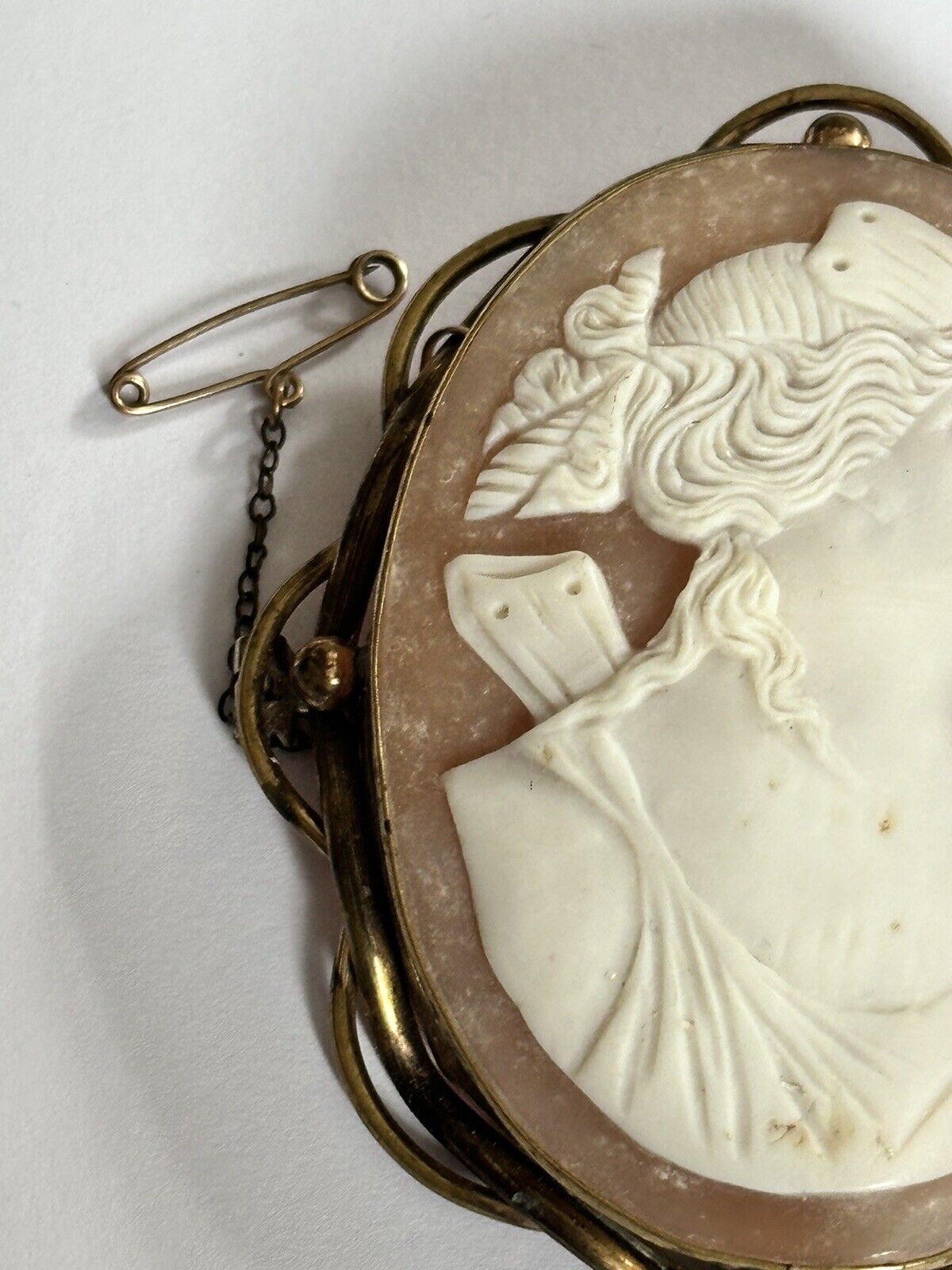 Antique Large Pinchbeck Shell Cameo Of Diana