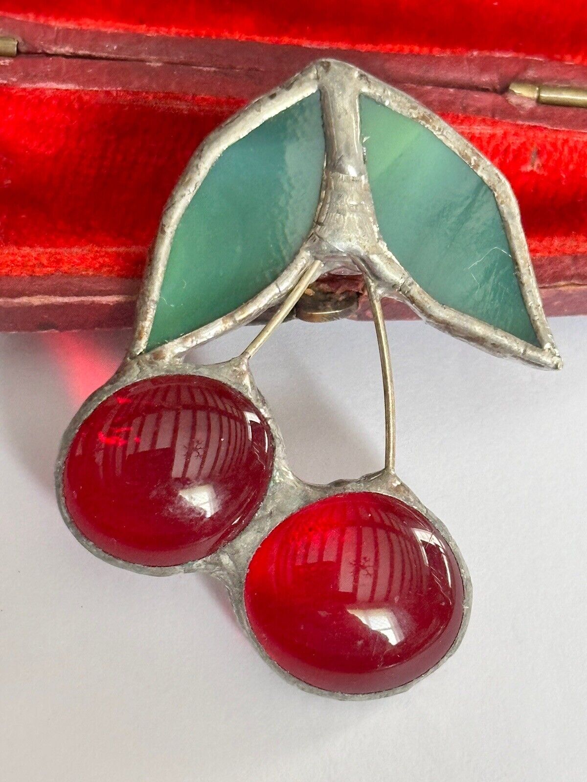 Vintage Glass Cherries Statement Brooch