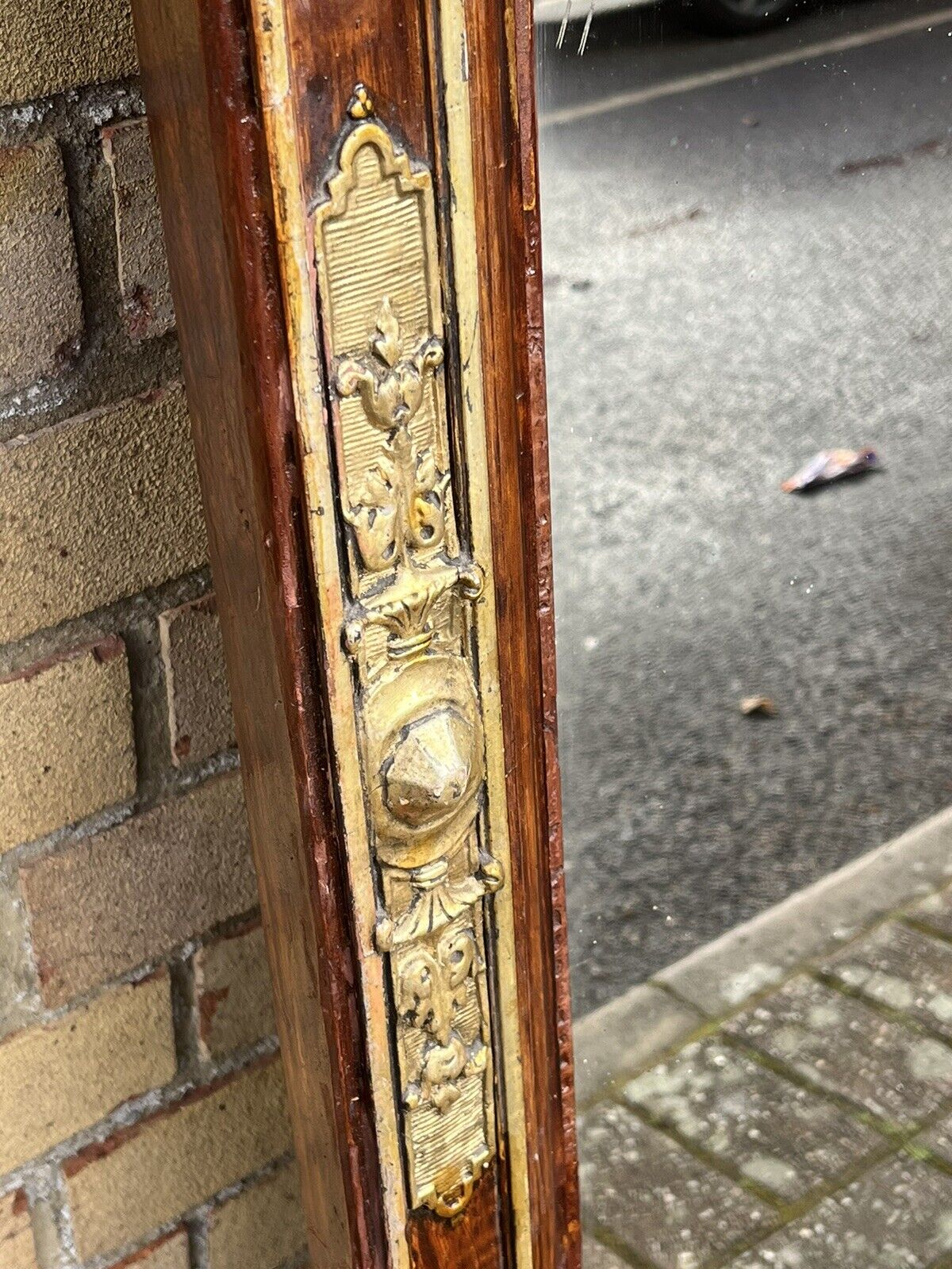 Antique Continental Gilt Mirror, Large & Impressive. Very Thick Antique Glass