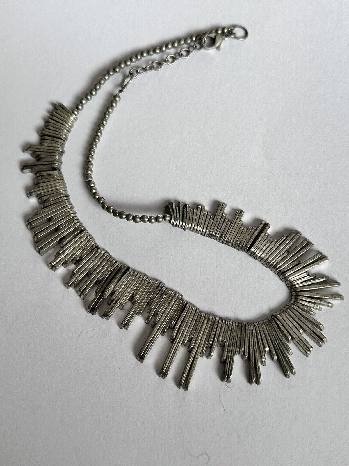 Vintage Silver Tone Modernist Necklace