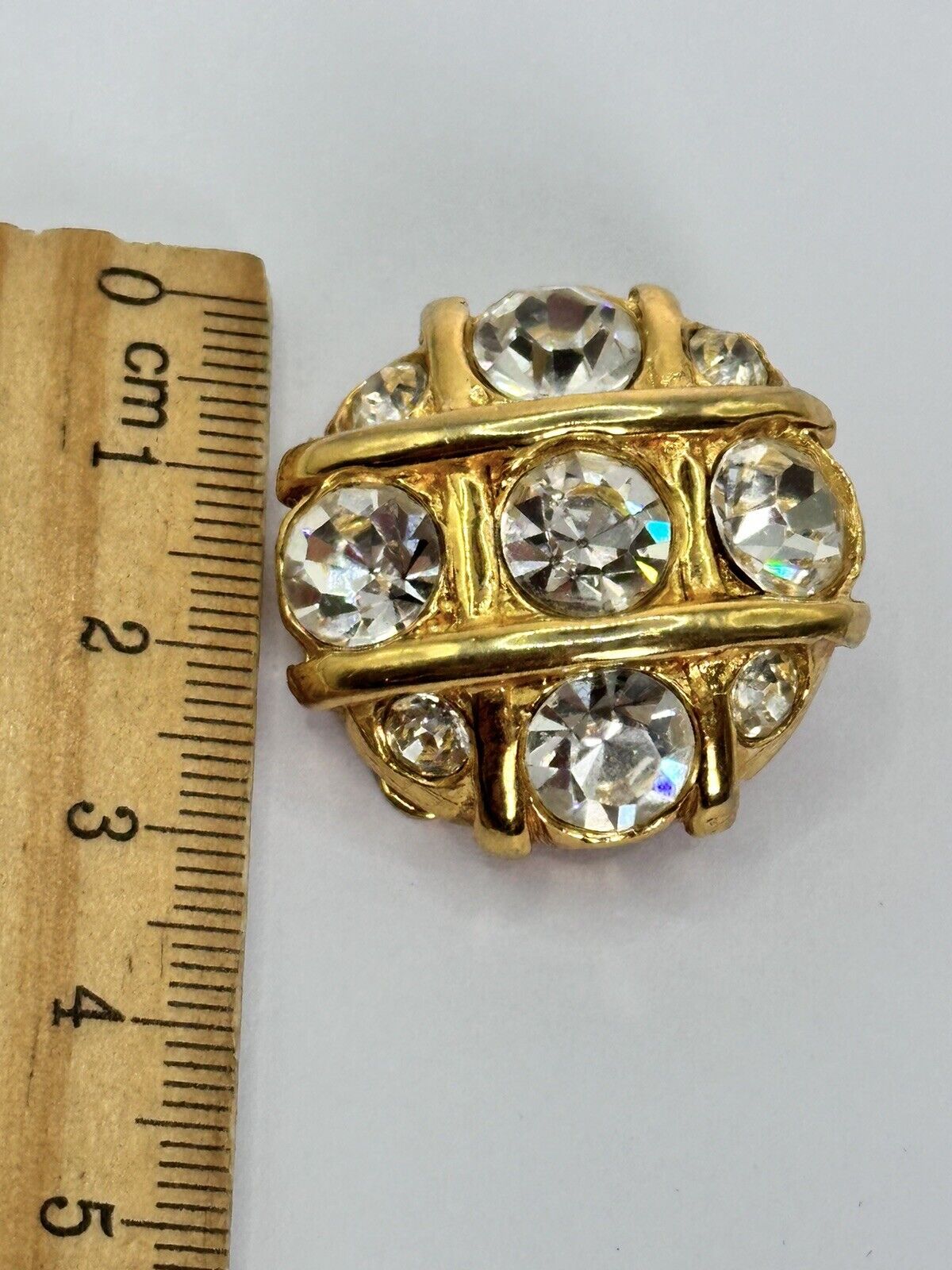 Vintage Statement Gold Tone Diamanté Clip On Earrings
