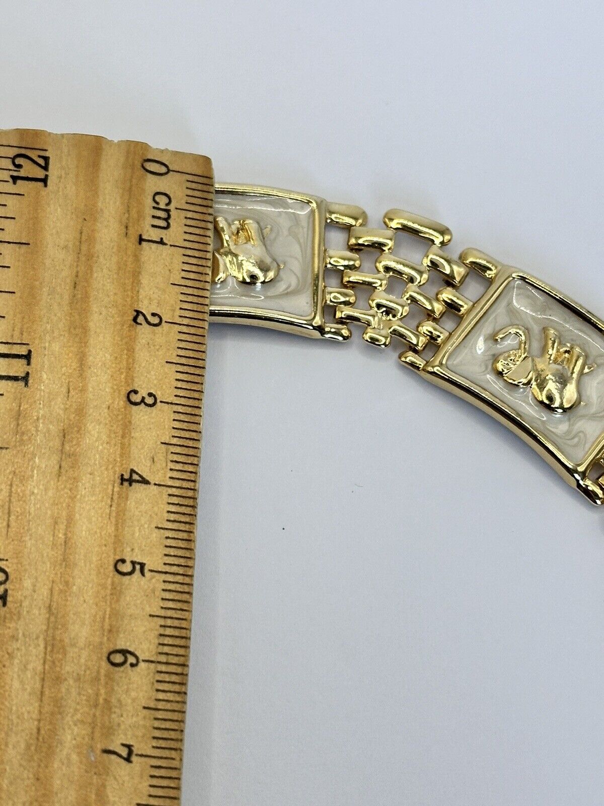 Vintage Gold Tone Enamel Elephant Necklace Clip On Earring Set