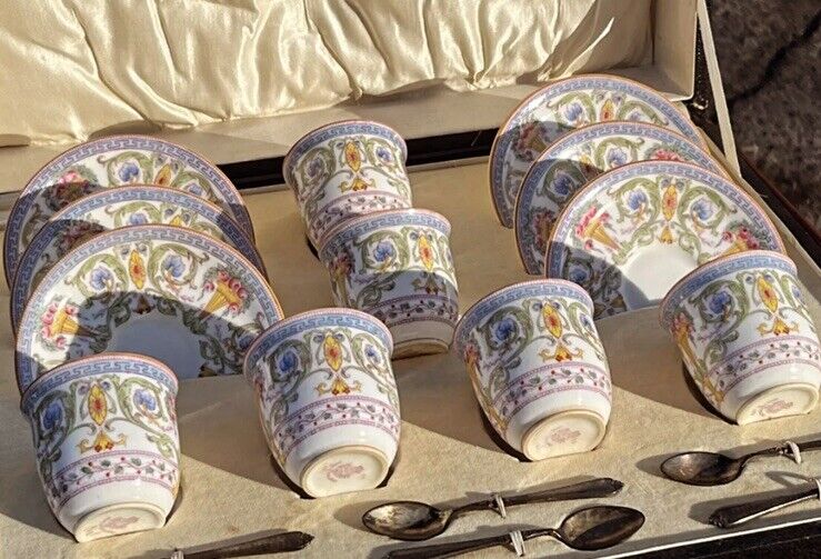 Antique Royal Worcester Coffee Set In Original Box
