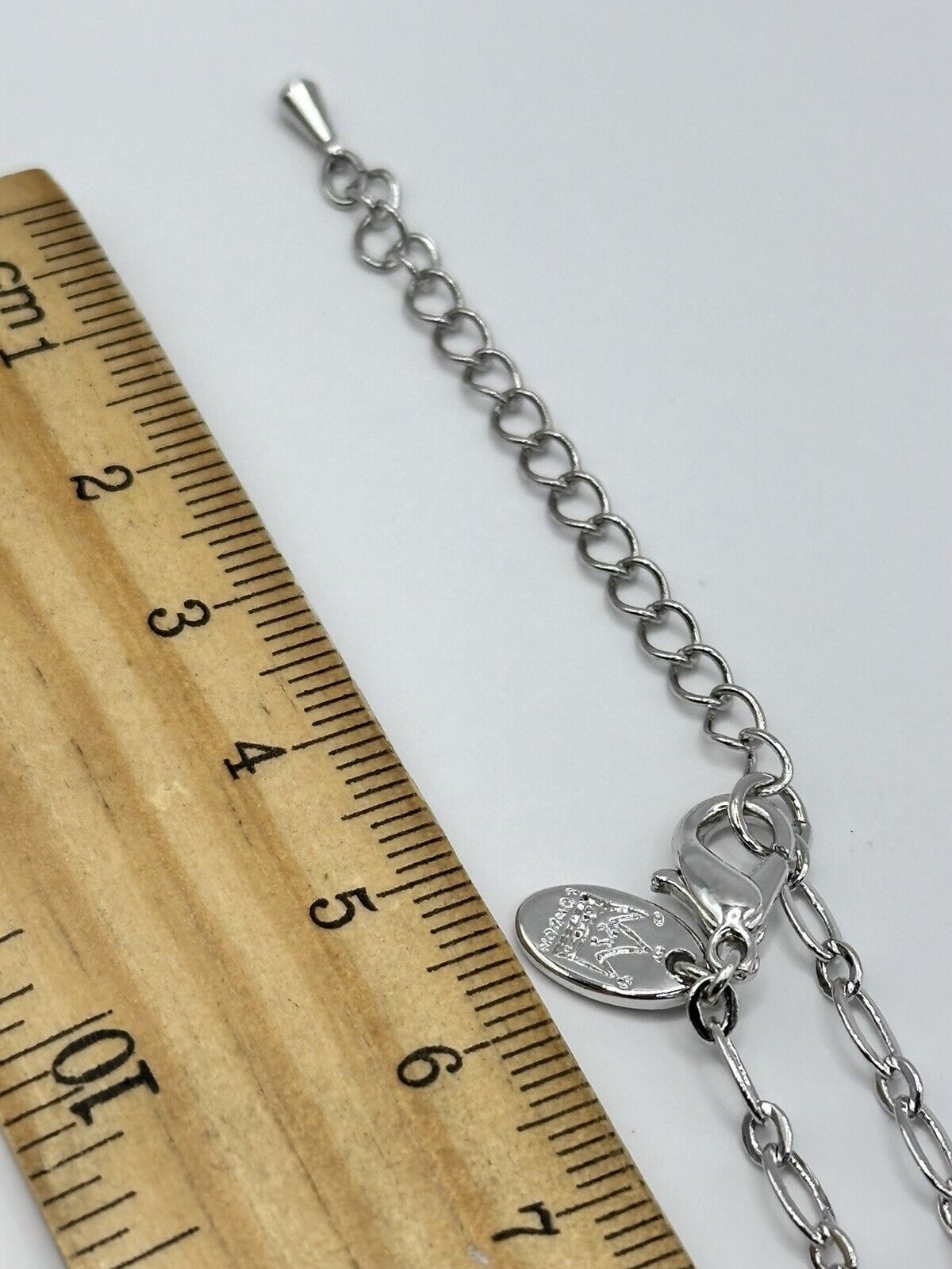 Vintage 1980s Rhodium Plated Pink Clear Droplet Crystal Necklace New Old Stock