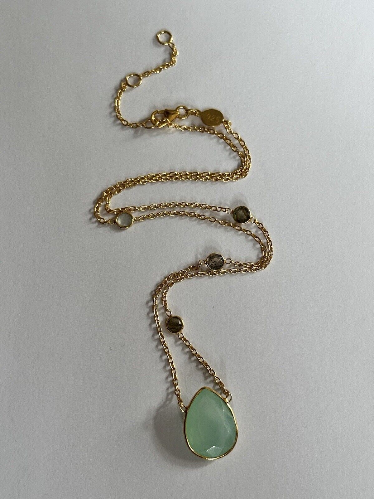 18k Gold Vermeil On 925 Silver Chalcedony And Labradorite Necklace
