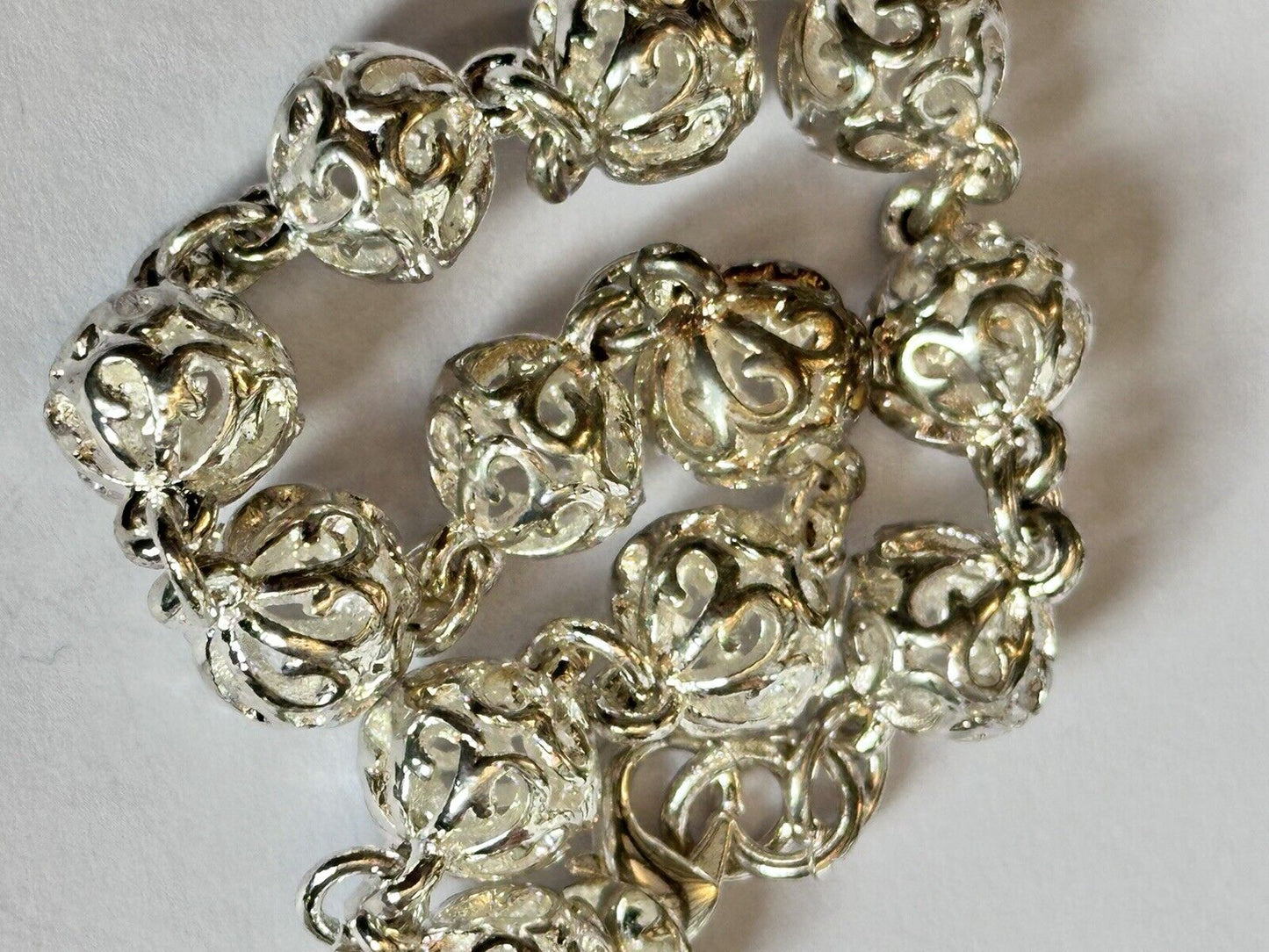 Silver 925 Detailed Balls On Chain With Drop Bracelet 22.70g
