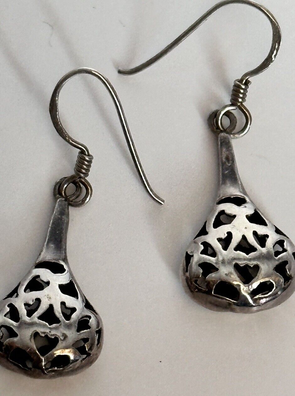 Vintage Silver 925 Cut Out Dangle Earrings