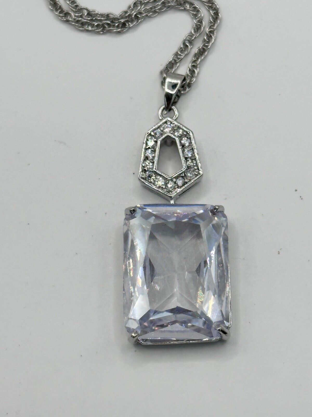 Vintage Statement Clear Crystal Drop Necklace