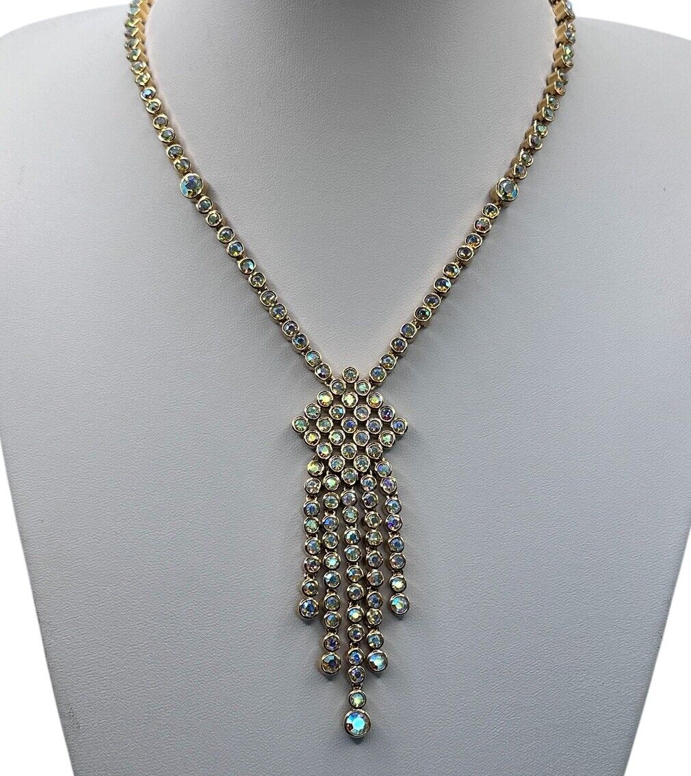 Statement Gold Plated Aurora Borealis Made With Swarovski Crystals New Old Stock