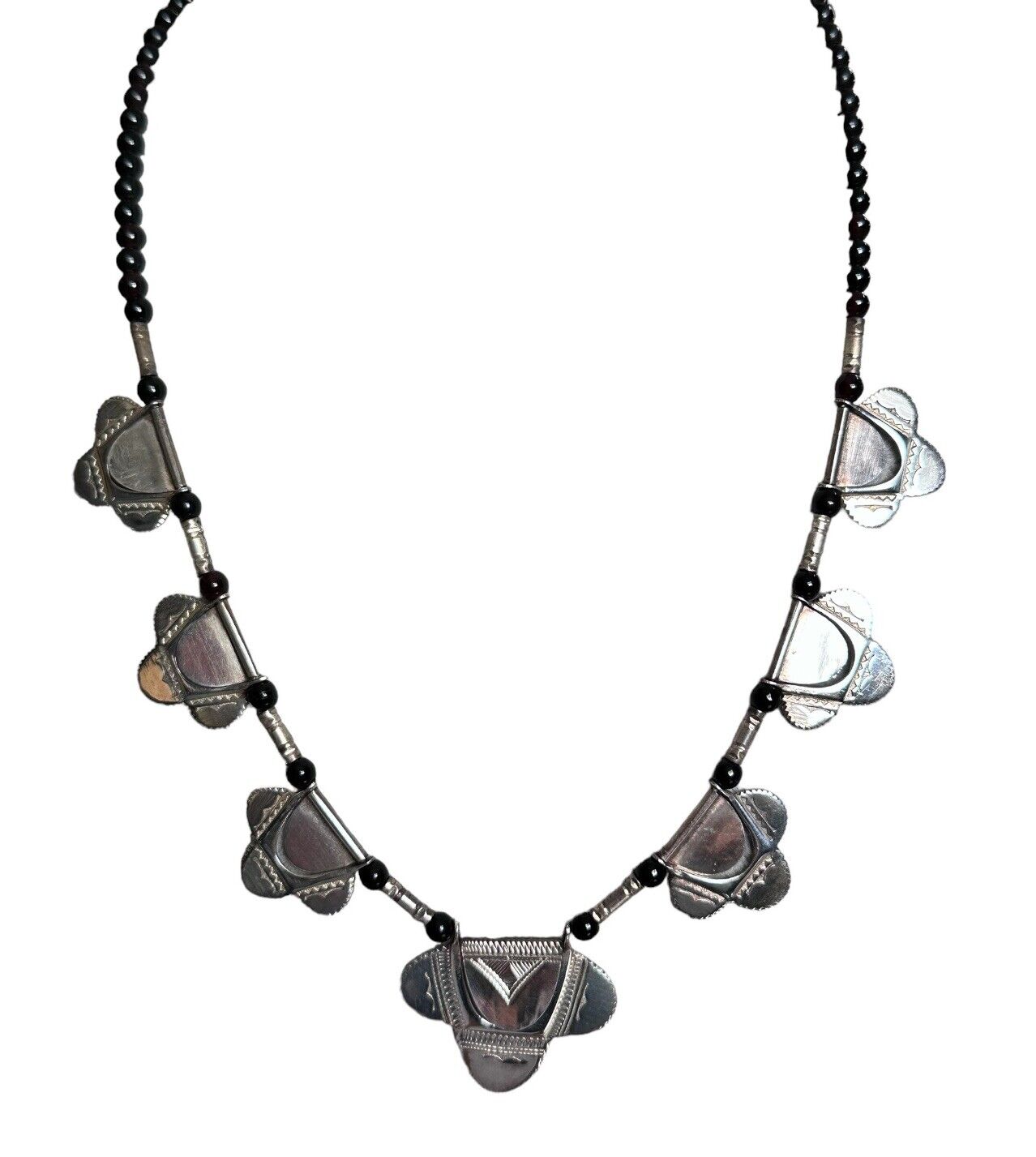 Vintage Silver 925 Detailed Beaded Necklace