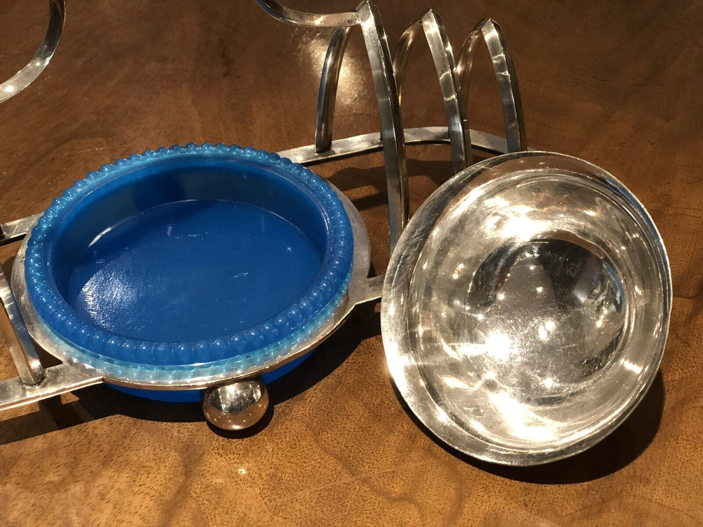 Silver Plate Toast Rack With Central Preserve Pot