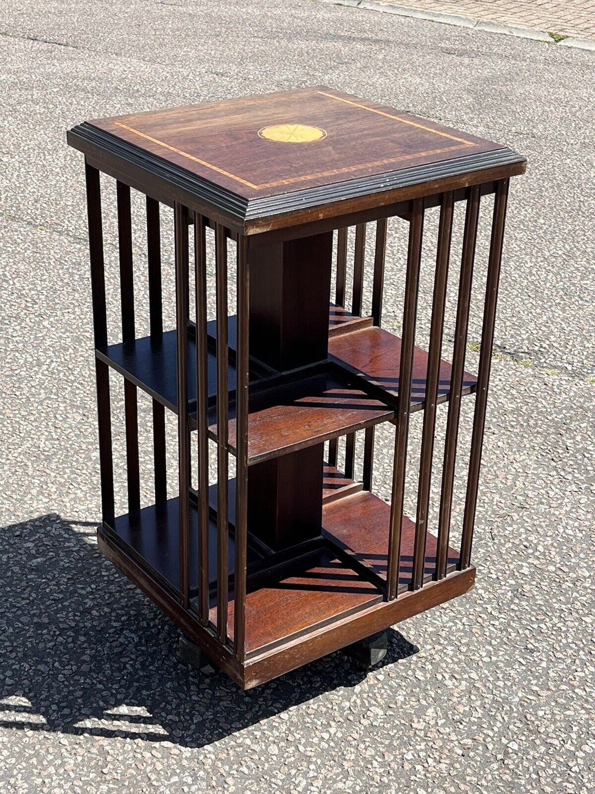 Inlaid Mahogany Revolving Bookcase