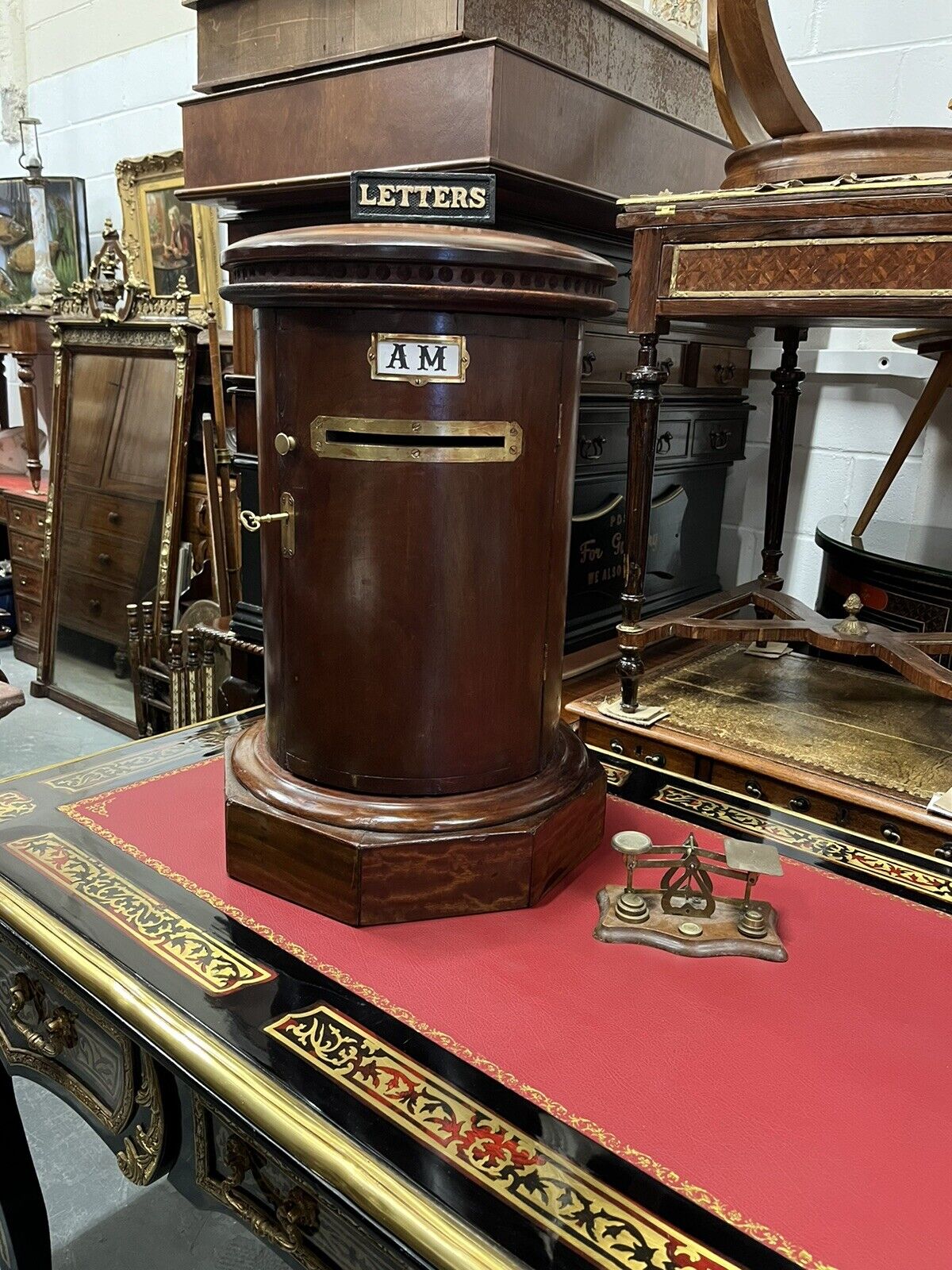 Antique Country House Letter/ Pillar Box, With Working Key & Lock. LARGE IN SIZE