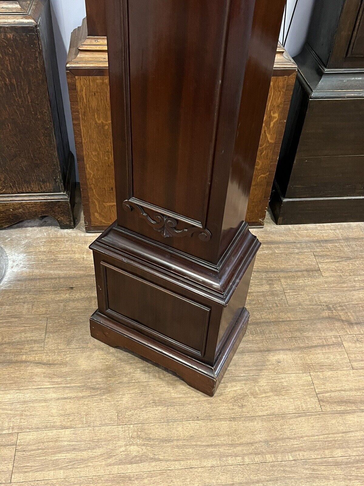 Edwardian Westminster Chime Longcase Clock Of Small Proportions.