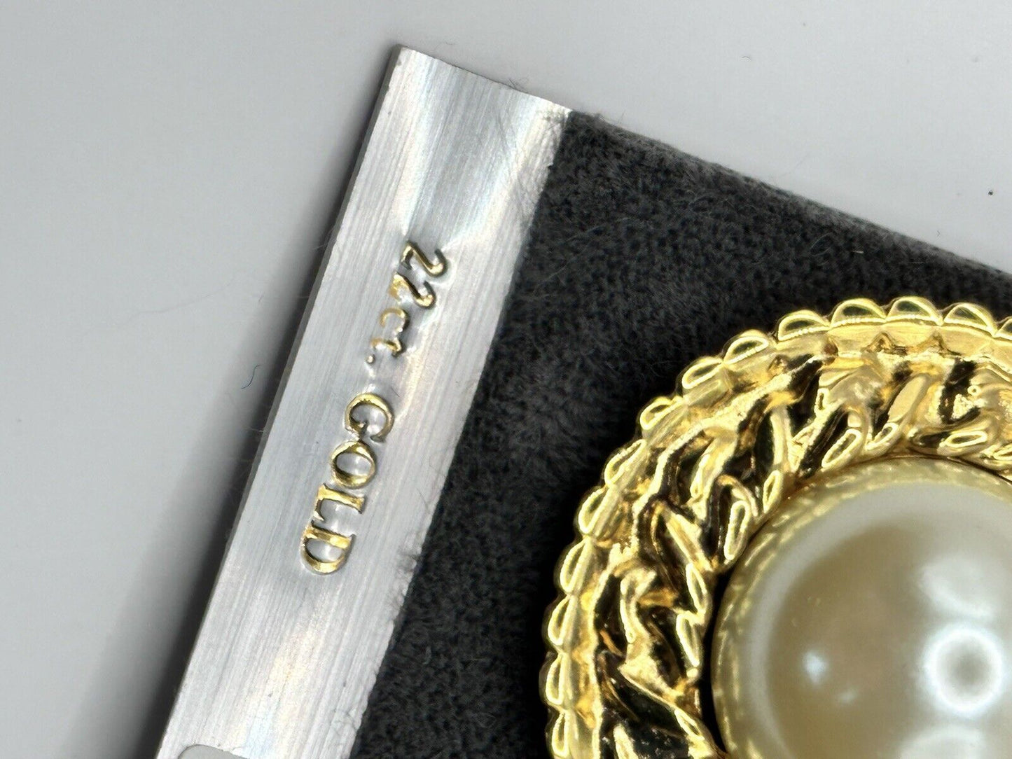 Vintage 2 Sets Andrien Mann Faux Pearl 22ct Gold Plated Clip On Earrings