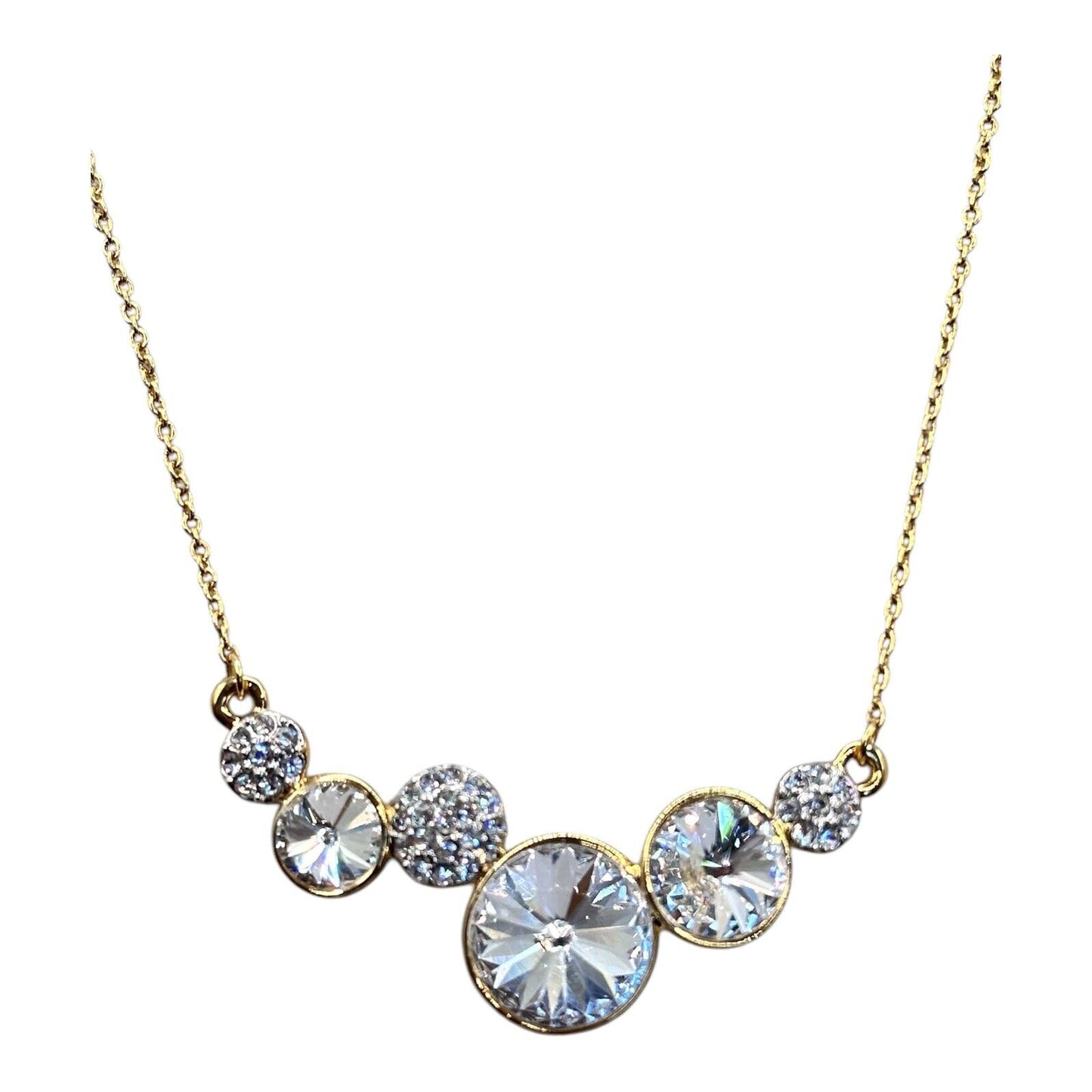 Gold Plated Necklace Made With Clear Swarovski Crystals