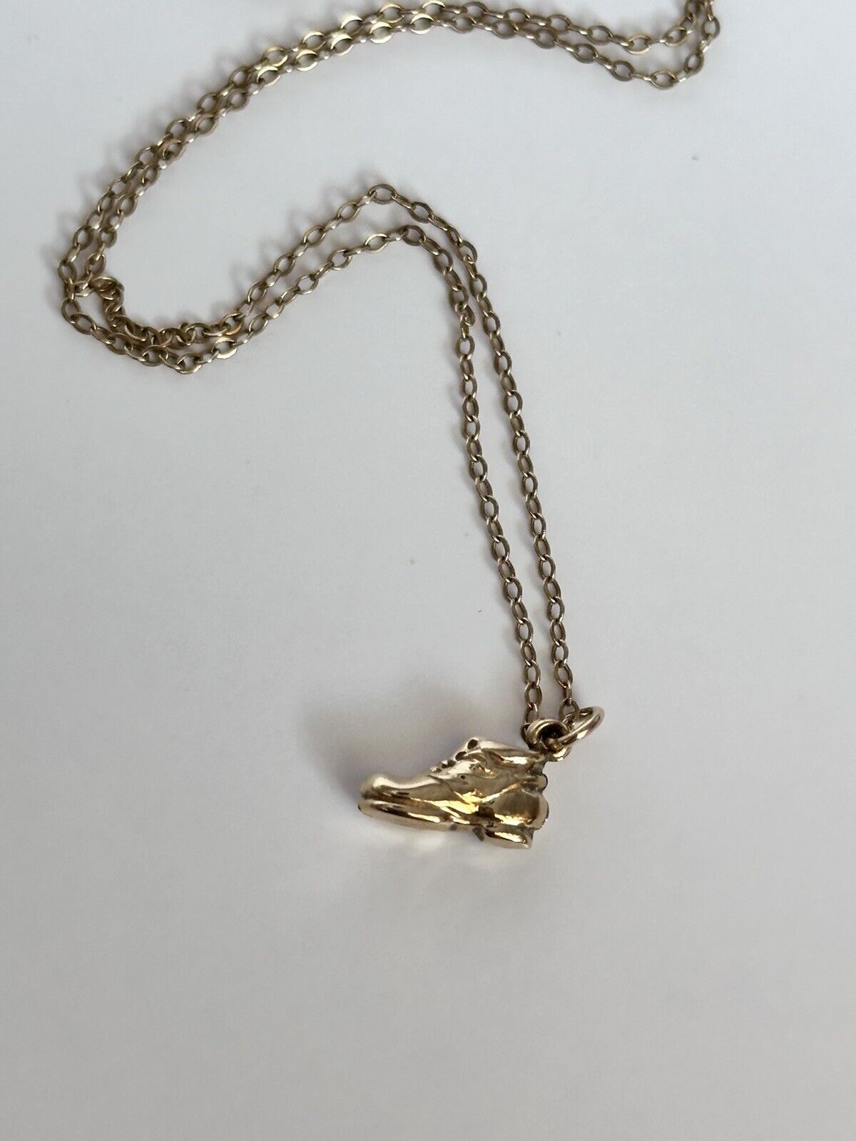 Vintage 9ct Gold Boot Pendant Necklace