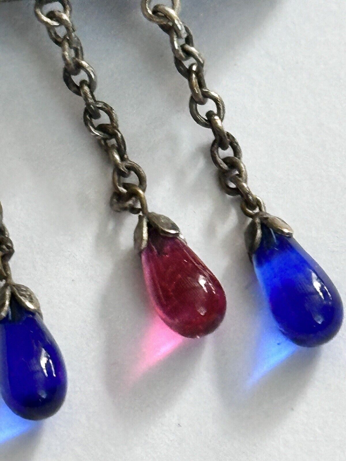 Vintage Antique Metal Czech Glass Multicoloured Brooch