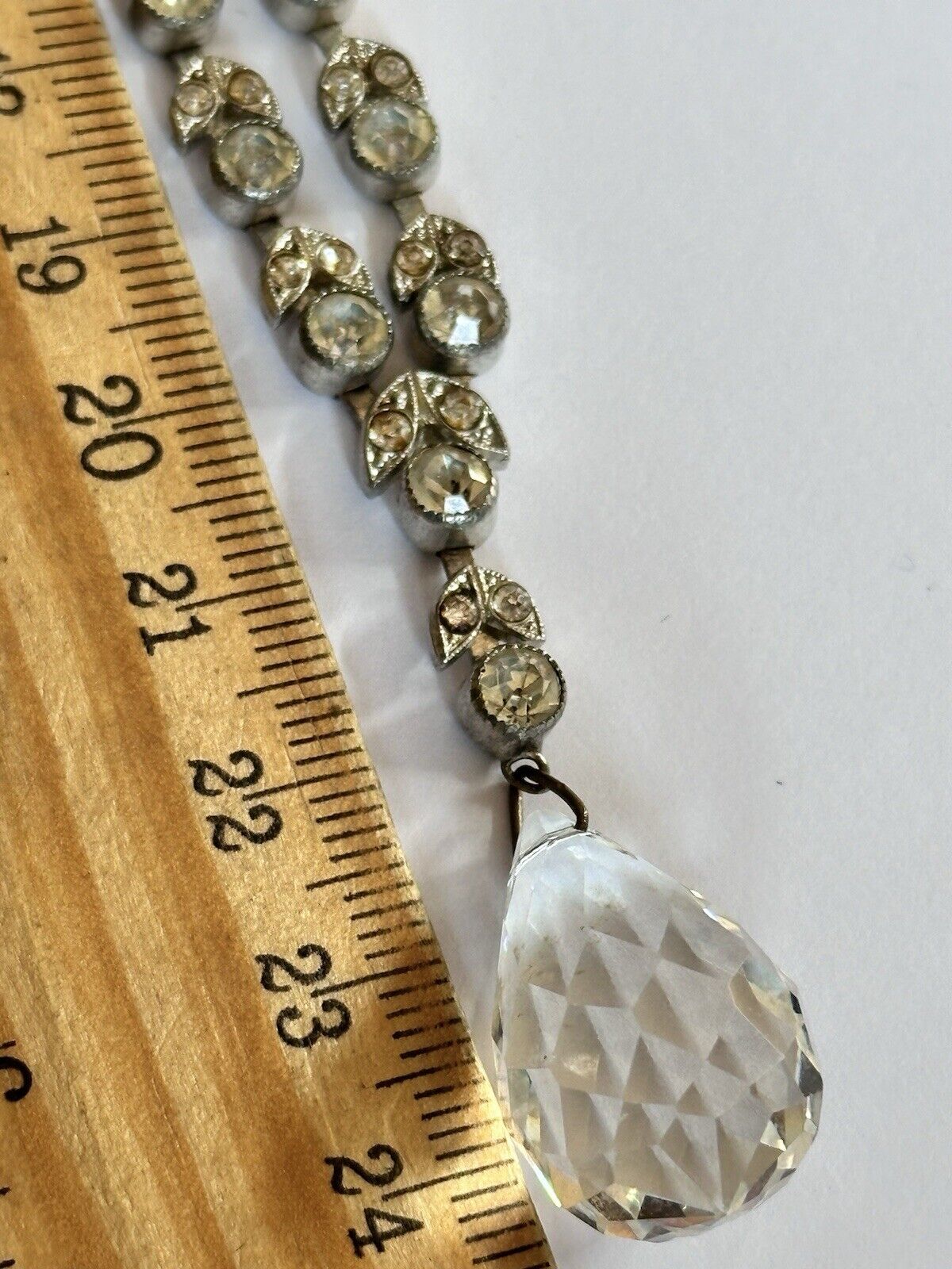 Vintage Old Glass Crystal Droplet Necklace