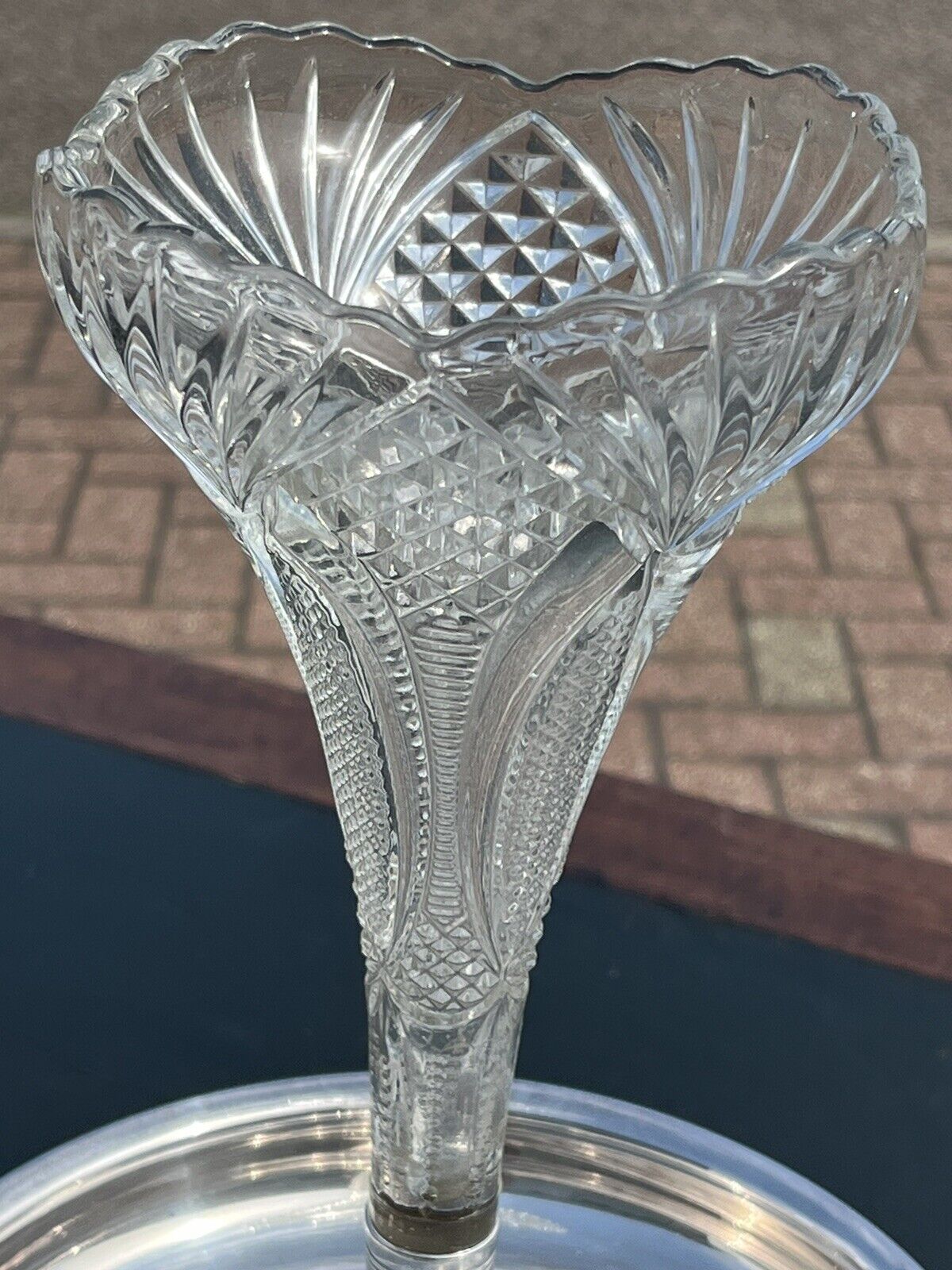 Silver Plate & Glass Single Stem Epergne