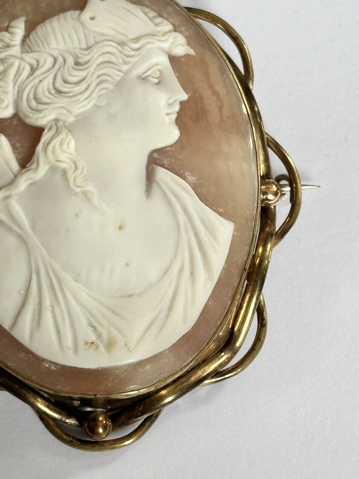 Antique Large Pinchbeck Shell Cameo Of Diana