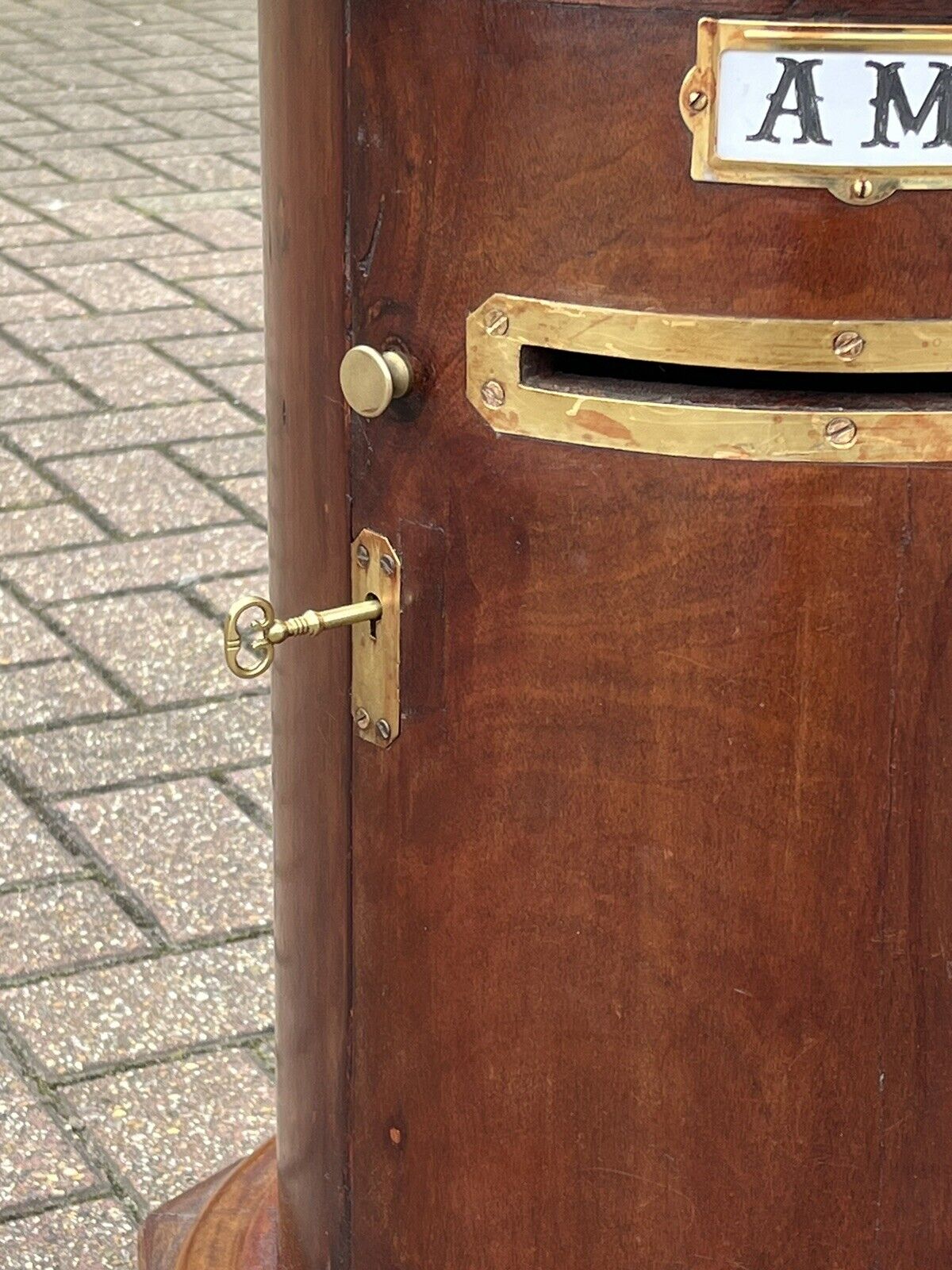 Antique Country House Letter/ Pillar Box, With Working Key & Lock. LARGE IN SIZE