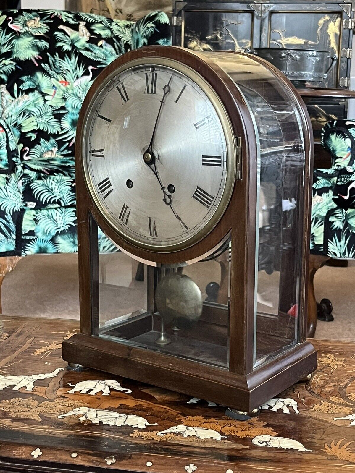 Quarter Striking Victorian glass Table Clock, Amazing Quality.
