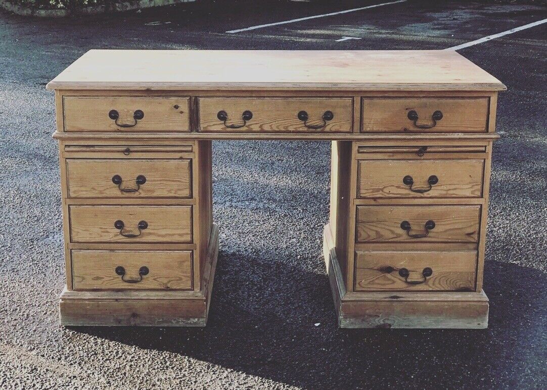 Pine Pedestal Desk. Large In Size