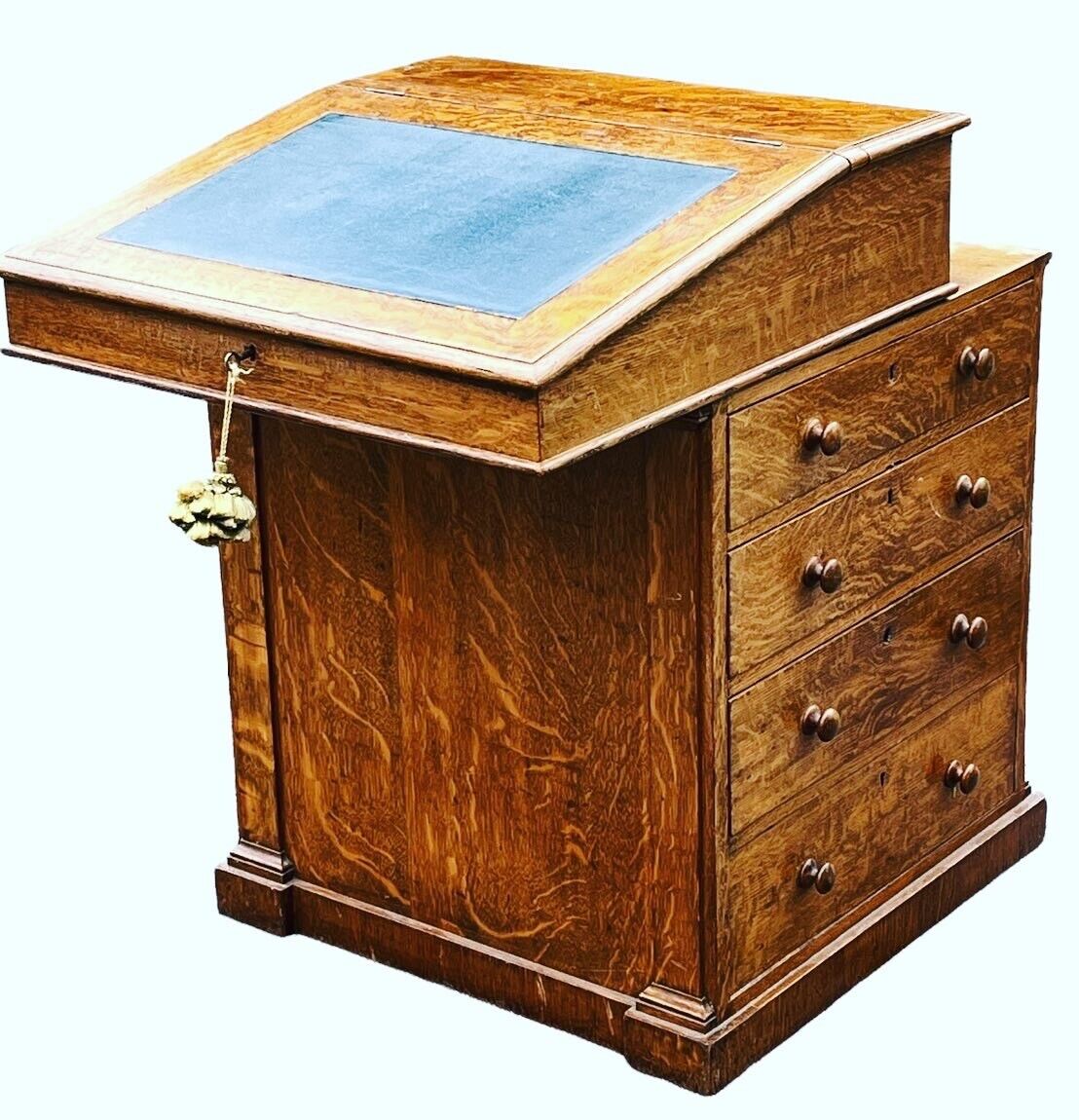 Victorian Light Oak Davenport Desk. Lamb Of Manchester, Gillows Design