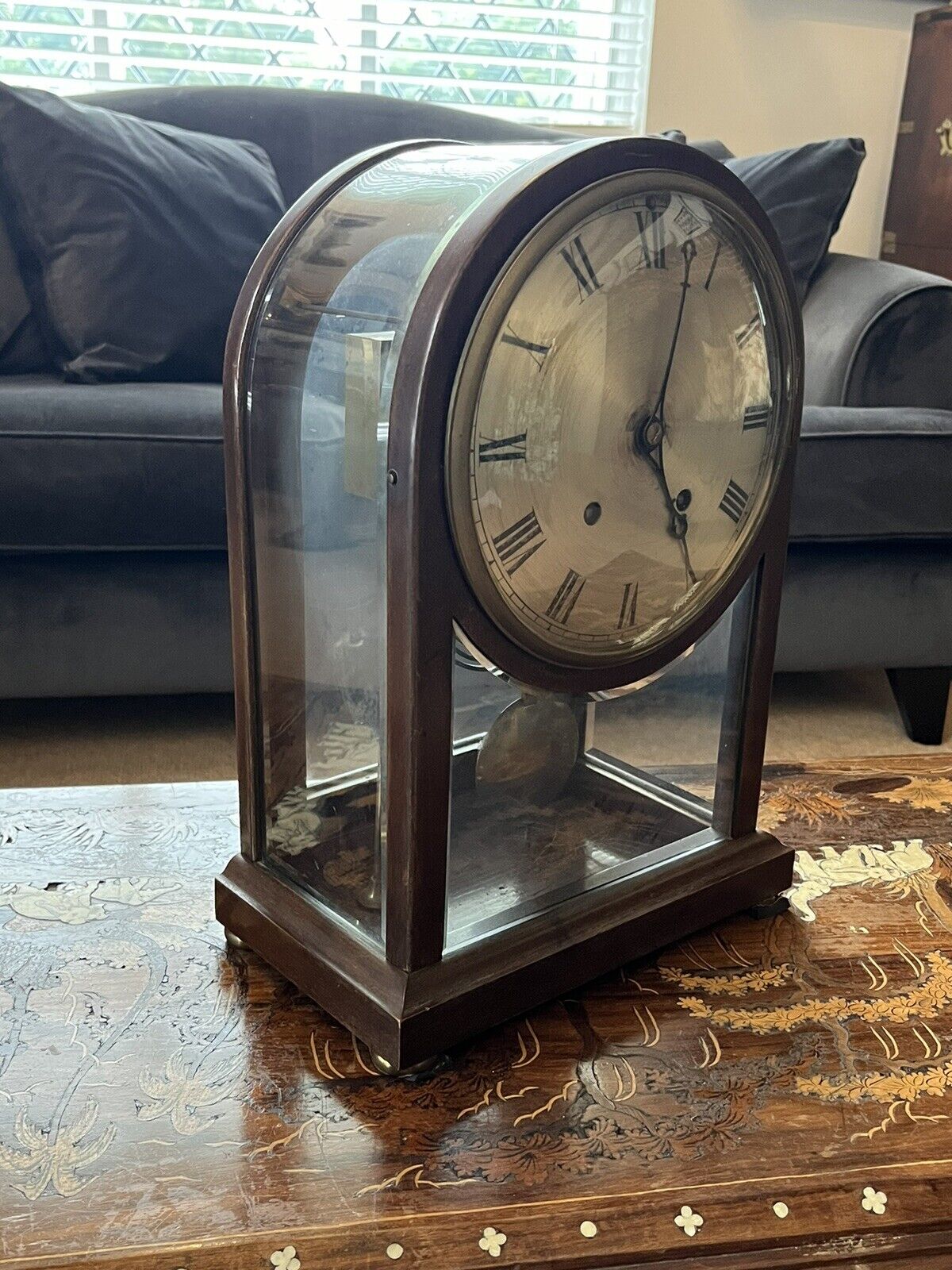 Quarter Striking Victorian glass Table Clock, Amazing Quality.
