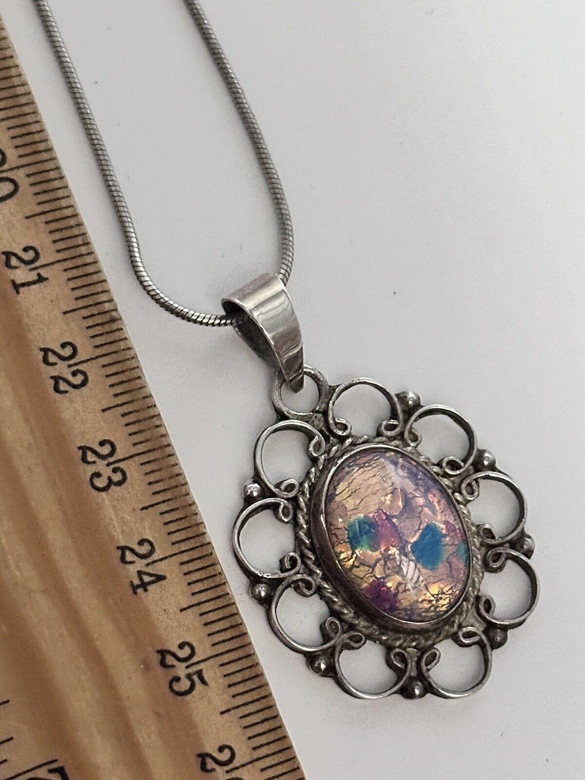 Vintage Sterling Silver Dragons Breath Pendant Necklace Mexico