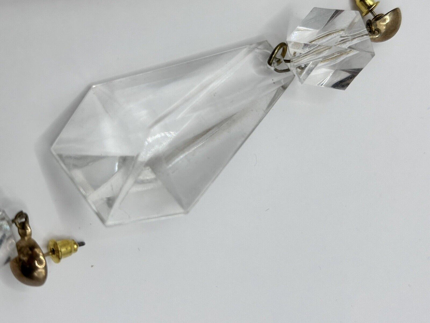 Vintage 1980s Acrylic Long Drop Statement Earrings