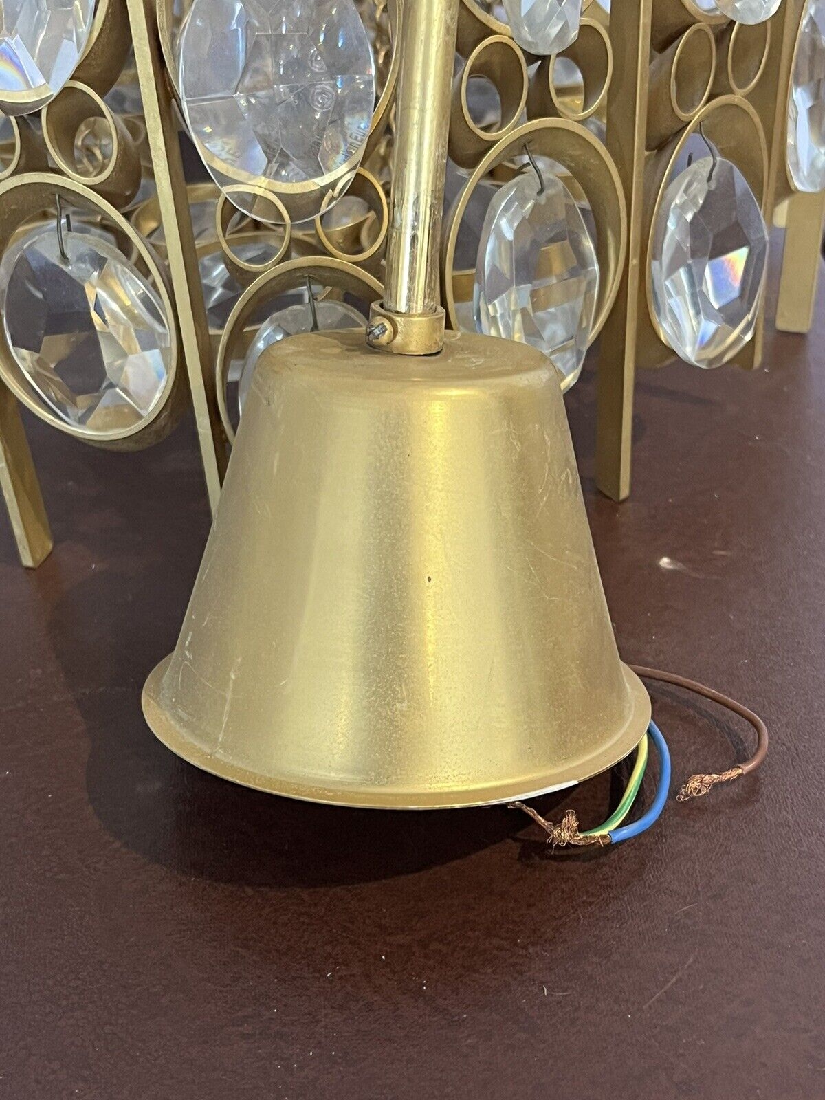 Mid Century Gilt Brass Chandelier by Palwa, circa 1970s