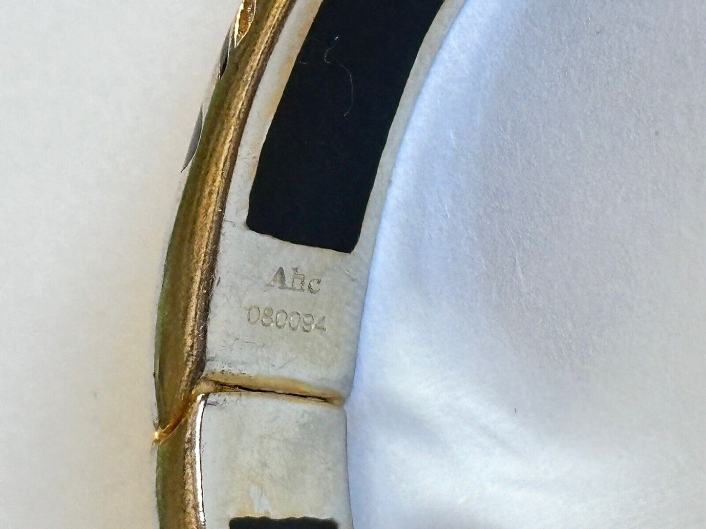 Designer Andrew Hamilton Crawford Gold Wash Black Enamel Diamanté Hinged Bangle