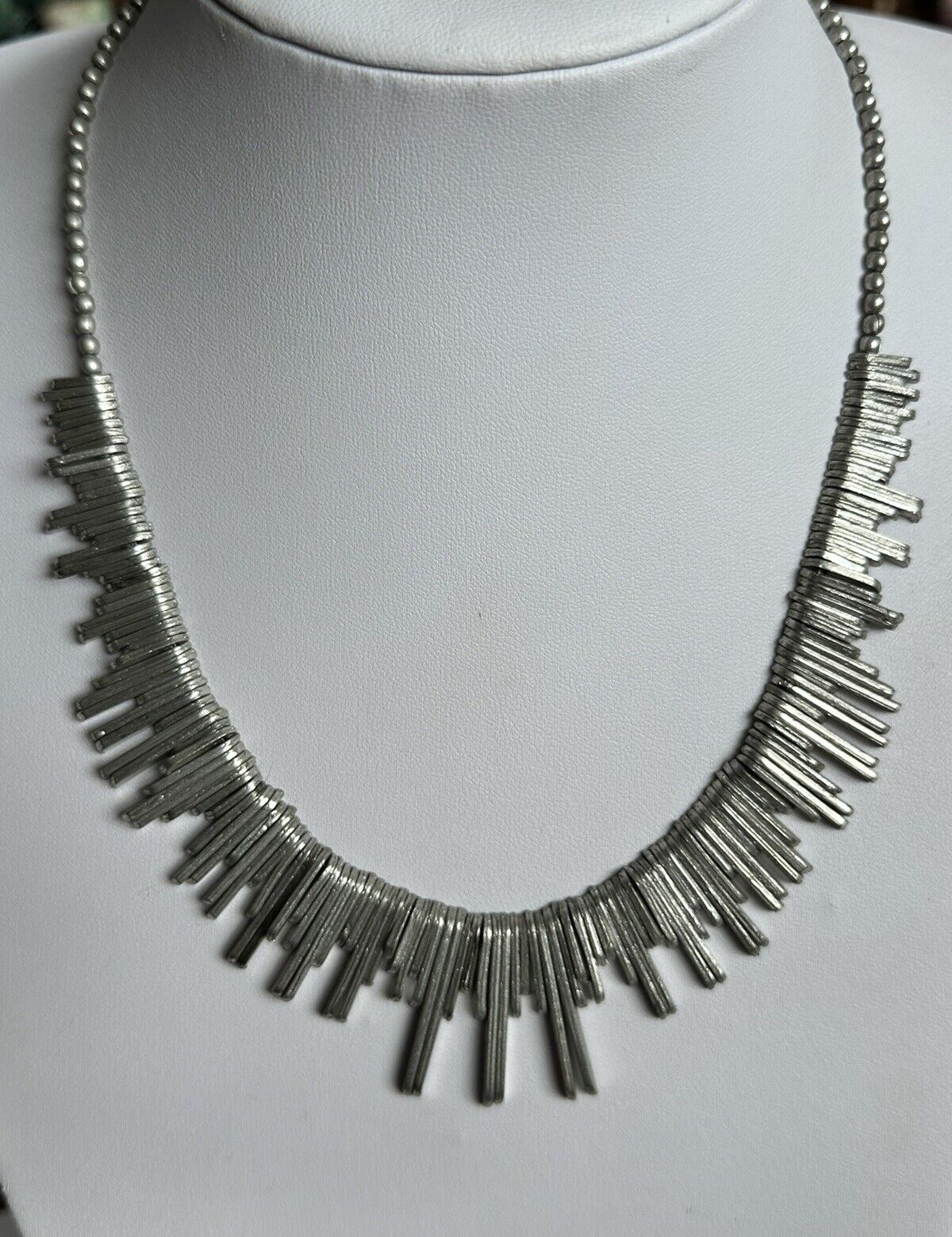 Vintage Silver Tone Modernist Necklace