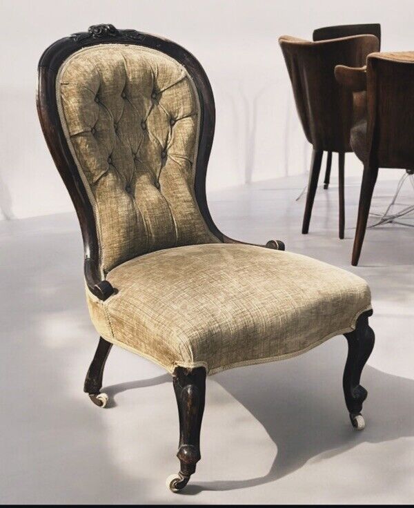 Victorian Chair. On White Porcelain Castors.