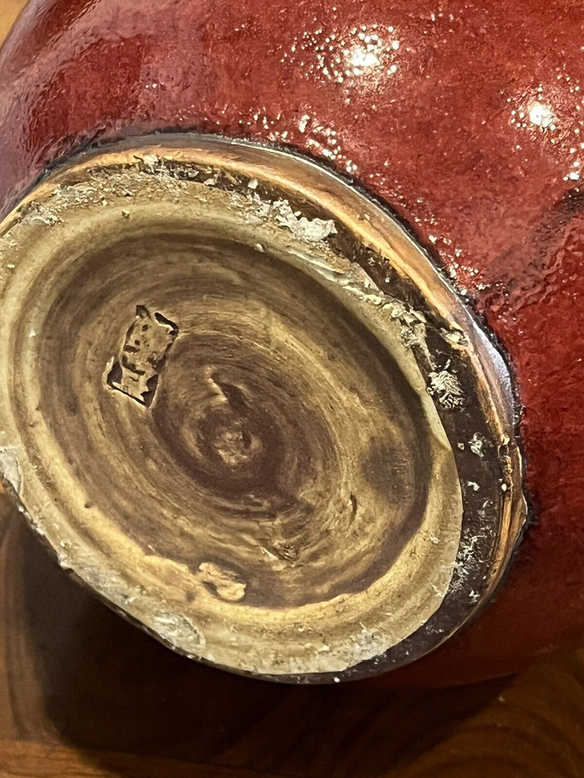 Chinese Vase, Deep Red Glazed, Stamped To Underneath