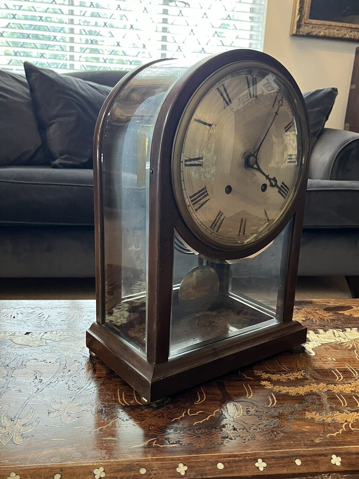 Quarter Striking Victorian glass Table Clock, Amazing Quality.