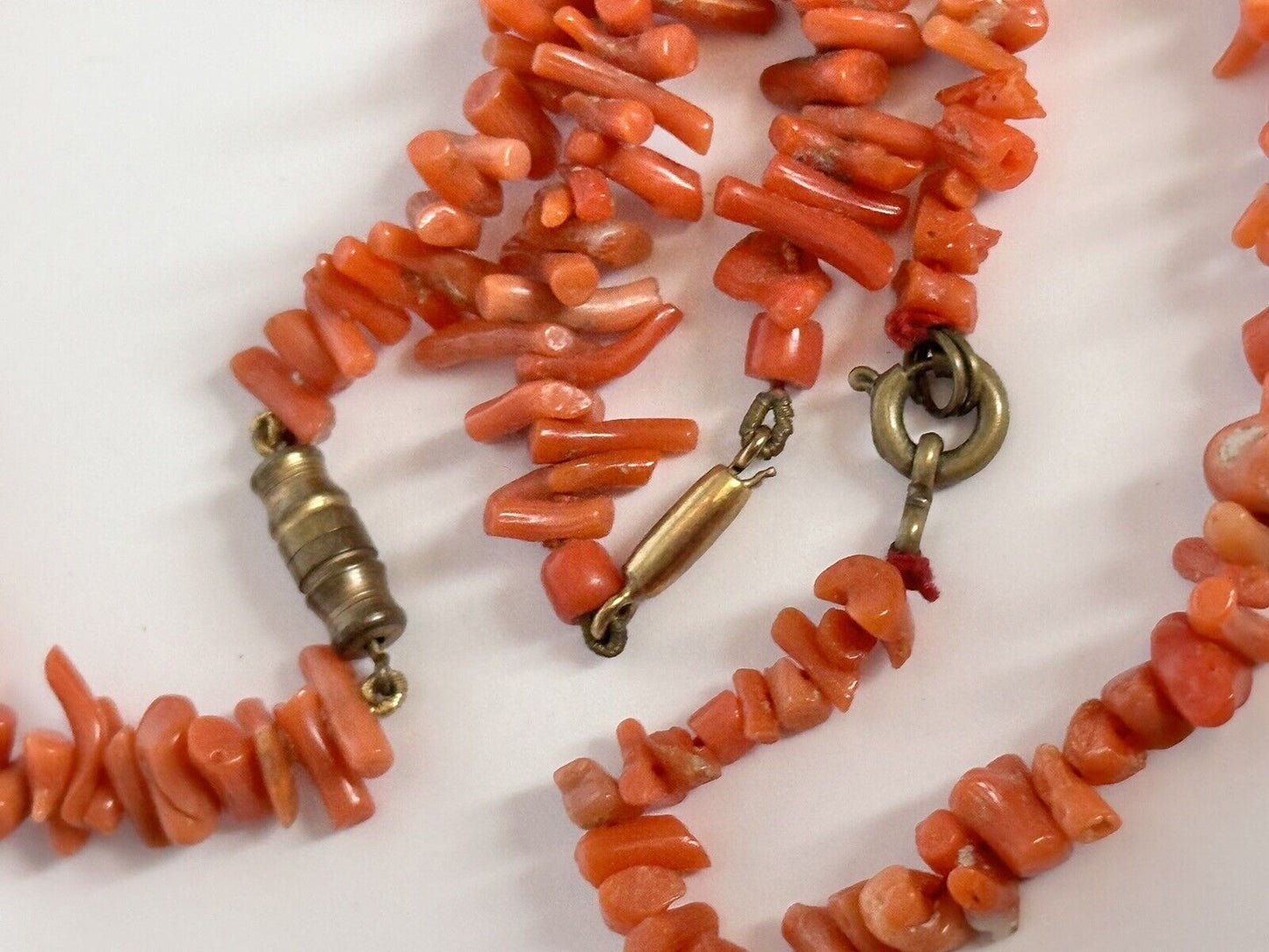 Vintage Set Of 3 Coral Strand Necklaces
