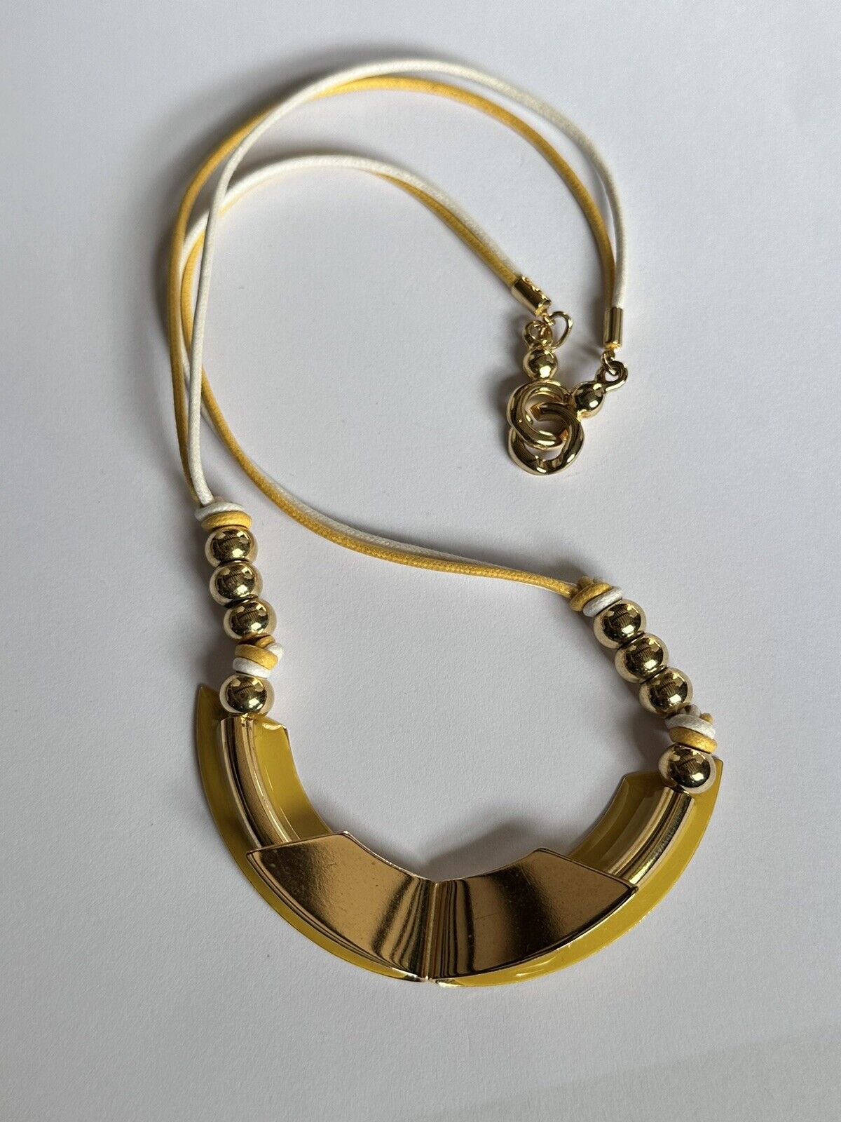 Vintage 1980s Gold Tone Yellow Necklace