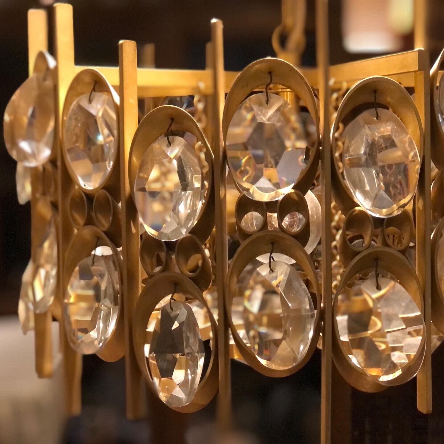 Mid Century Gilt Brass Chandelier by Palwa, circa 1970s