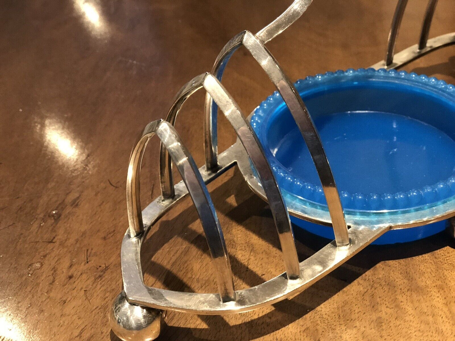 Silver Plate Toast Rack With Central Preserve Pot