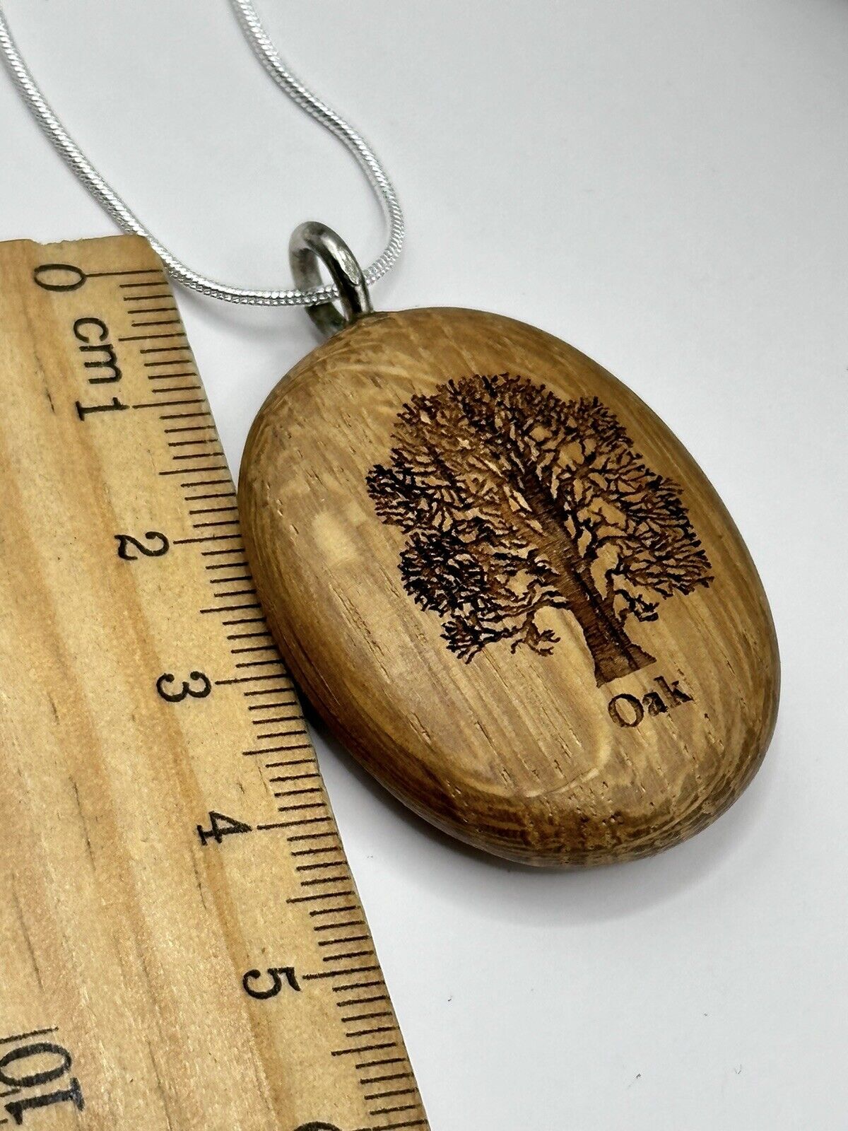 Vintage Carved Oak Tree Pendant On Sterling Silver Chain