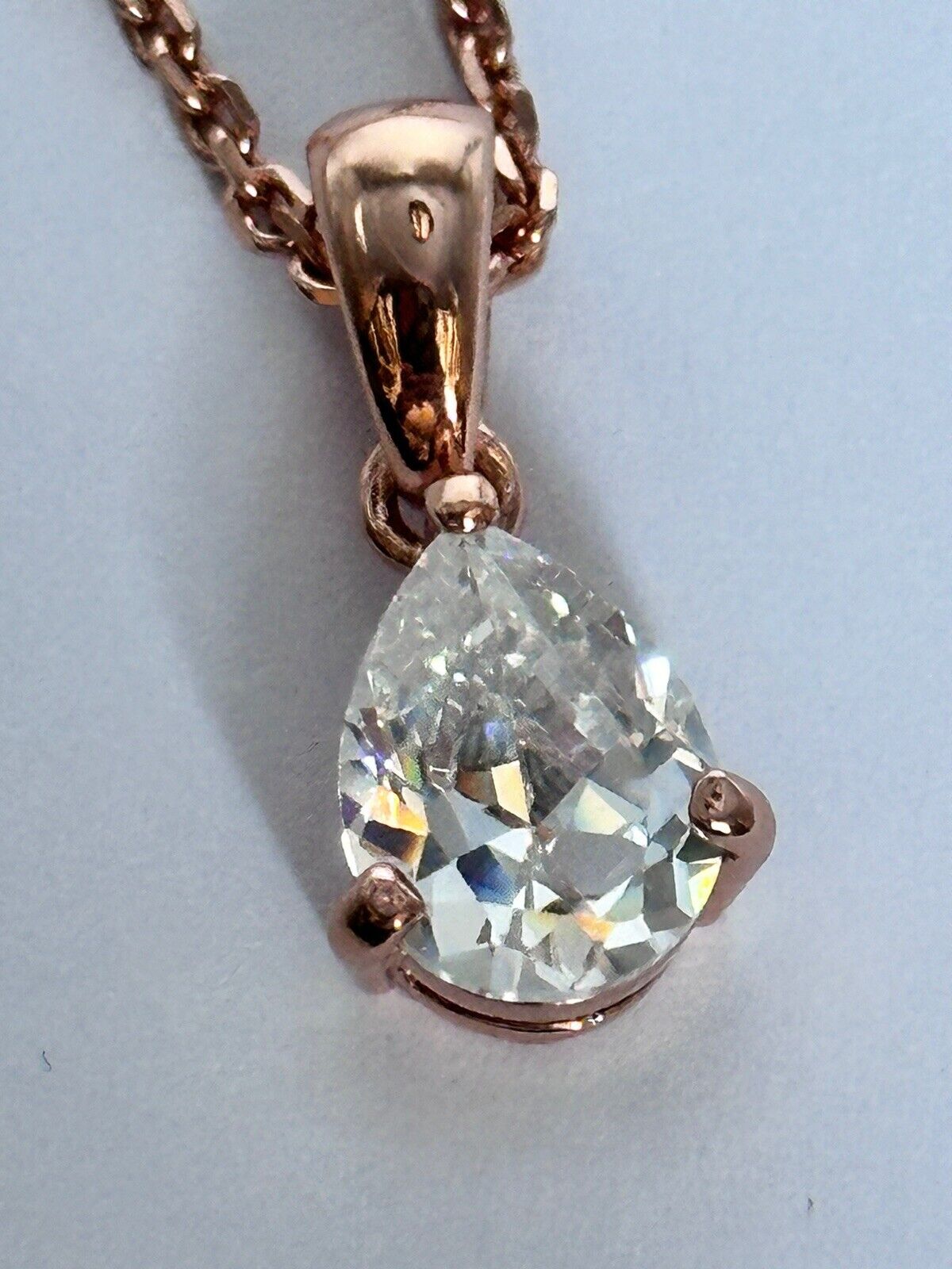 Rose Gold Plated Teardrop Necklace Made With Swarovski Crystal