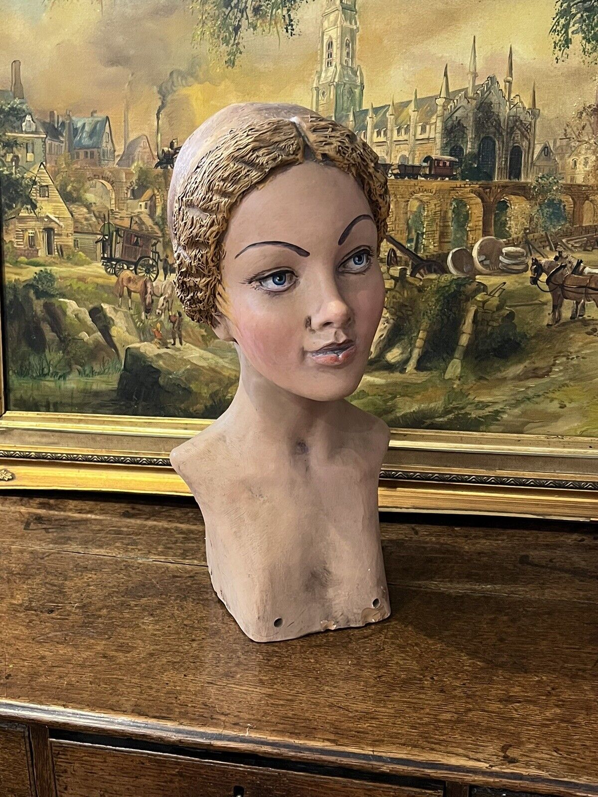 Art Deco Milliners Head, Heavy Pottery Model, Superb Quality